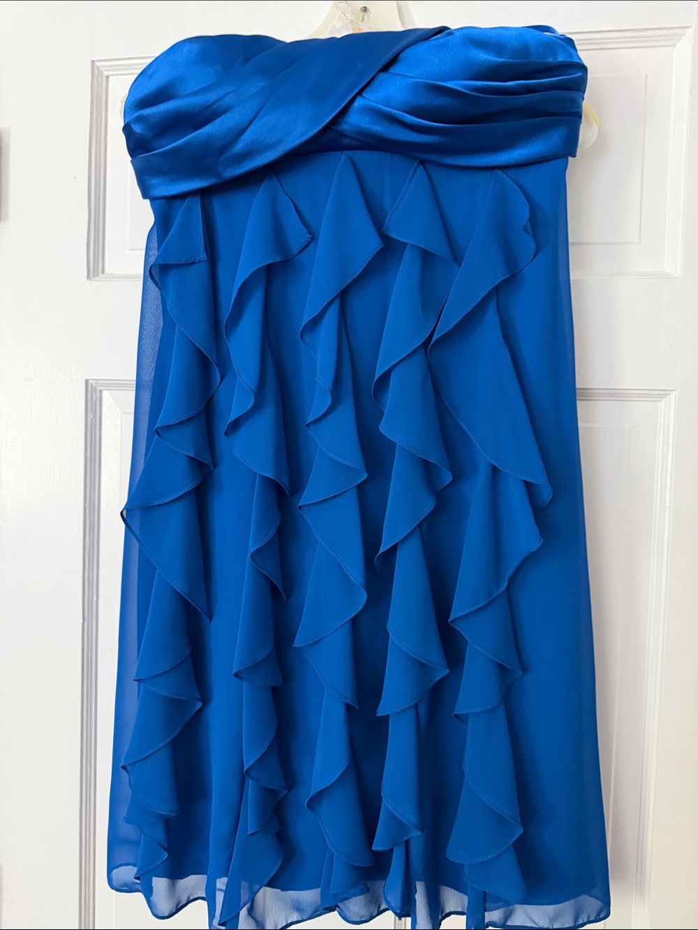 Cache Strapless Ruffle Chiffon Dress - Blue